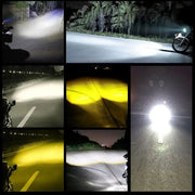 Universal Motorcycle LED Headlight Projector Lens Dual Color ATV Scooter Driving Lamp Fog Light Auxiliary Spotlight Lamp