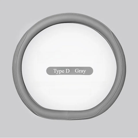 Napa Leather Perforated Patchwork Car Steering Wheel Cover, Non-slip, Breathable, Universal 15 Inch (Approx. 38cm)