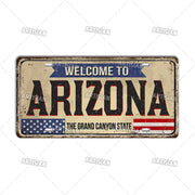 Artisian USA Landmark License Plate Welcome To City Decorative Vehicle Plate State Metal Tin Plaque Wall Decor Garage Bar Pub