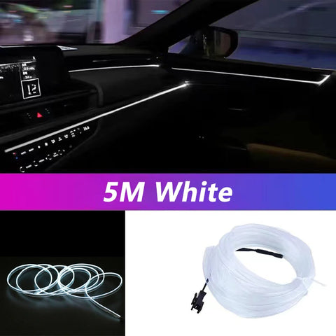 5M Car Interior Led Strip Light Neon EL Wiring Decorative Lamp For Auto DIY Flexible Ambient Light USB Party Atmosphere Diode
