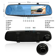 4.3 inch mirror dash cam dual lens DVR