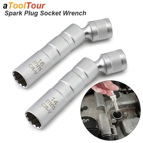 Spark Plug Socket Wrench Adapter 14mm 16mm Install Replace Repair Kit Swivel Torque Magnetic Remove Removal Gap Tool Car AUTO