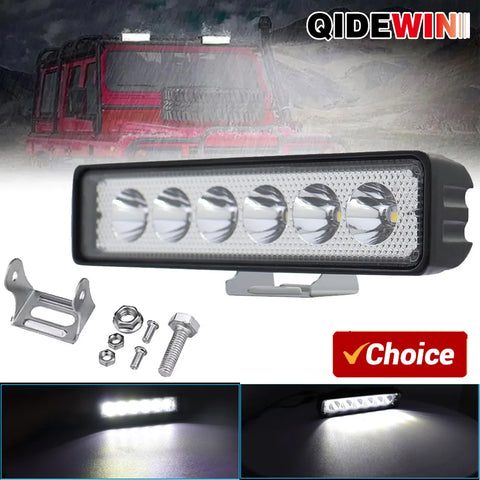 6Leds Car Work Light Bar 12V 18W High Bright Motorcycle Spotlight  Waterproof Car Headlights for Offroad Truck Trailer Offroad