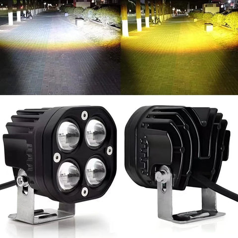 LED work light 40W spotlights for off-road vehicle modification, motorcycle light engineering, yellow and white fog lights