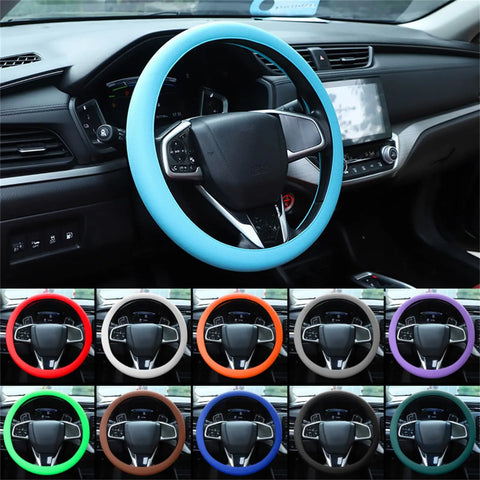 Anti-slip silicone steering wheel cover for cars