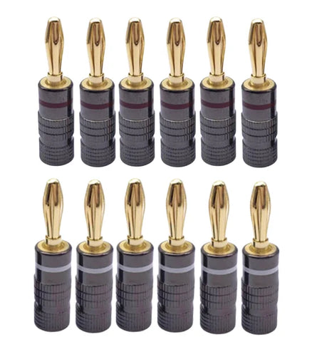 4/8/12/16//24/36/40pcs Gun Metal BANANA PLUGS 24K Gold-plated 4MM Banana Connector with Screw Lock For Audio Jack Speaker Plugs