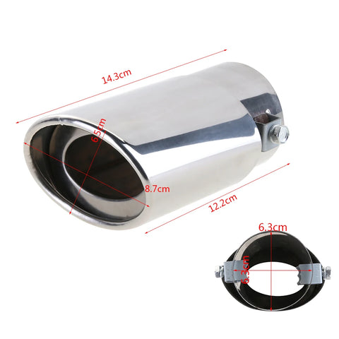 Universal Car Exhaust Muffler Exhaust Pipe Tail Throat Stainless Steel Car Muffler Tip Chrome Round Pipe Exhaust Tail Muffler