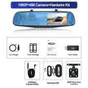 4.3 inch mirror dash cam dual lens DVR