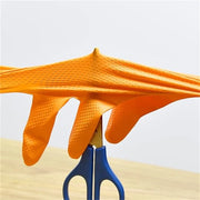 Heavy Duty Orange Nitrile Gloves – 8Mil with Diamond Grip for Mechanics & Work Safety