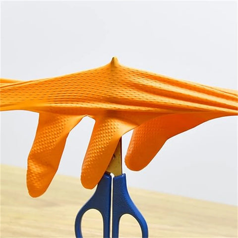 Heavy Duty Orange Nitrile Gloves – 8Mil with Diamond Grip for Mechanics & Work Safety