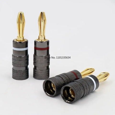 4/8/12/16//24/36/40pcs Gun Metal BANANA PLUGS 24K Gold-plated 4MM Banana Connector with Screw Lock For Audio Jack Speaker Plugs