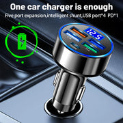 Fast 5-Port USB & USB-C Car Charger – 250W