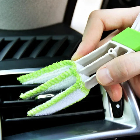 Multifunction Car Air Vent Cleaner Mini Double-end Micro Fiber Vent Duster Removable Cloth Cover Portable Cleaning Brush For Car