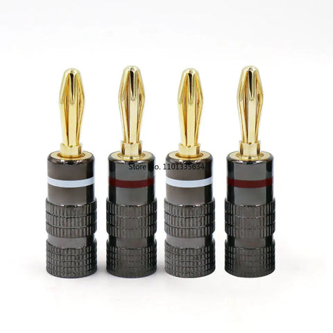 4/8/12/16//24/36/40pcs Gun Metal BANANA PLUGS 24K Gold-plated 4MM Banana Connector with Screw Lock For Audio Jack Speaker Plugs