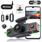 Dash Cam for Cars 3 Channel WIFI Car DVR Camera 1080P for Car Front and inside Black Box 24H Parking Monitor car accessories