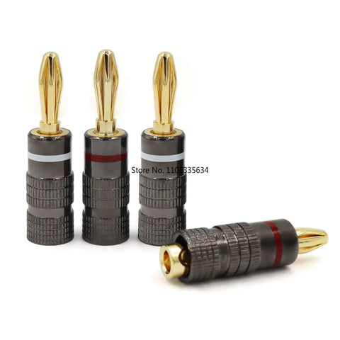 4/8/12/16//24/36/40pcs Gun Metal BANANA PLUGS 24K Gold-plated 4MM Banana Connector with Screw Lock For Audio Jack Speaker Plugs