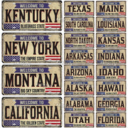Artisian USA Landmark License Plate Welcome To City Decorative Vehicle Plate State Metal Tin Plaque Wall Decor Garage Bar Pub