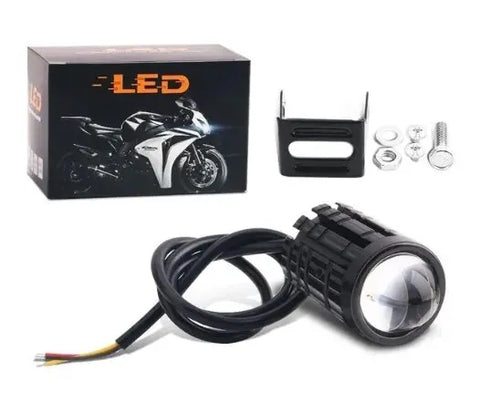 Universal Motorcycle LED Headlight Projector Lens Dual Color ATV Scooter Driving Lamp Fog Light Auxiliary Spotlight Lamp