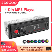 ESSGOO-Universal Multimedia Player for Car, 1 Din MP3 Car Radio, Audio Stereo, Bluetooth, Automotive, Colorful Buttons, 1 Din