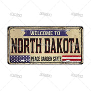 Artisian USA Landmark License Plate Welcome To City Decorative Vehicle Plate State Metal Tin Plaque Wall Decor Garage Bar Pub