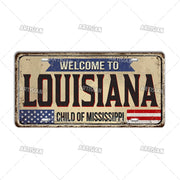 Artisian USA Landmark License Plate Welcome To City Decorative Vehicle Plate State Metal Tin Plaque Wall Decor Garage Bar Pub