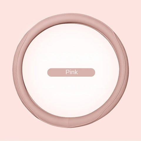 Napa Leather Perforated Patchwork Car Steering Wheel Cover, Non-slip, Breathable, Universal 15 Inch (Approx. 38cm)