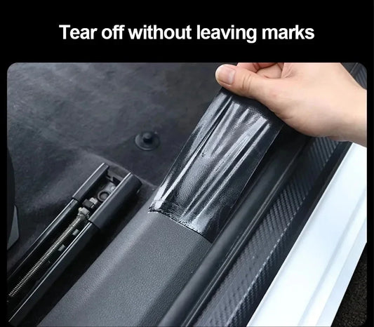 3D Carbon Fibre Car Threshold Protector – Matte Black Nano Film