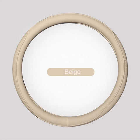 Napa Leather Perforated Patchwork Car Steering Wheel Cover, Non-slip, Breathable, Universal 15 Inch (Approx. 38cm)