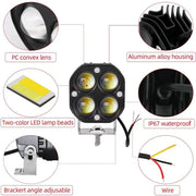 LED work light 40W spotlights for off-road vehicle modification, motorcycle light engineering, yellow and white fog lights