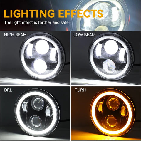 4X 5.75 inch 5-3/4'' Halogen to LED Headlights for Classic Car Muscle Cars Ford Cortina Capri Chevy Premier Statesman Kingswood