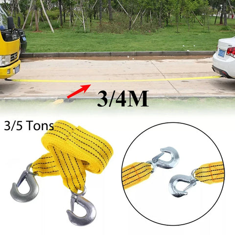 3/4M 3/5 Tons Car Tow Cable Towing Strap Rope 2 Hooks Emergency Heavy Duty Towing Ropes Van Road Recovery Car Accessories