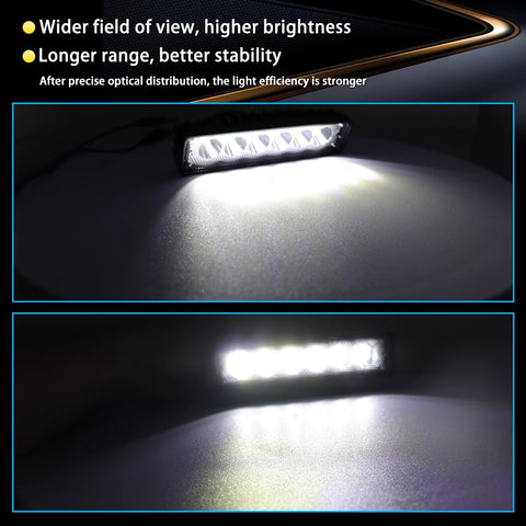 6Leds Car Work Light Bar 12V 18W High Bright Motorcycle Spotlight  Waterproof Car Headlights for Offroad Truck Trailer Offroad