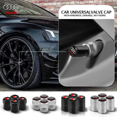 4Pcs Car Styling 3D Aluminum Metal Car Wheel Tire Air Valve Caps Cover For Audi A3 A4 b6 b8 b7 A6 A8 S Line S3 S4 S6 Q3 Q5 Q7 Q8