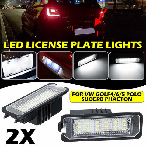2Pcs Car License Plate Lights  LED Number License Plate Light Lamps for VW GOLF 4 6 Polo 9N Passat NEW Beetle
