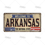 Artisian USA Landmark License Plate Welcome To City Decorative Vehicle Plate State Metal Tin Plaque Wall Decor Garage Bar Pub