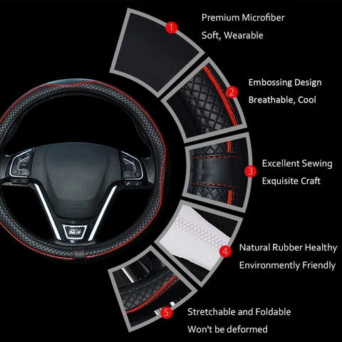Anti-slip breathable steering wheel cover for cars