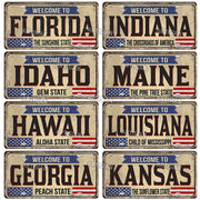 Artisian USA Landmark License Plate Welcome To City Decorative Vehicle Plate State Metal Tin Plaque Wall Decor Garage Bar Pub